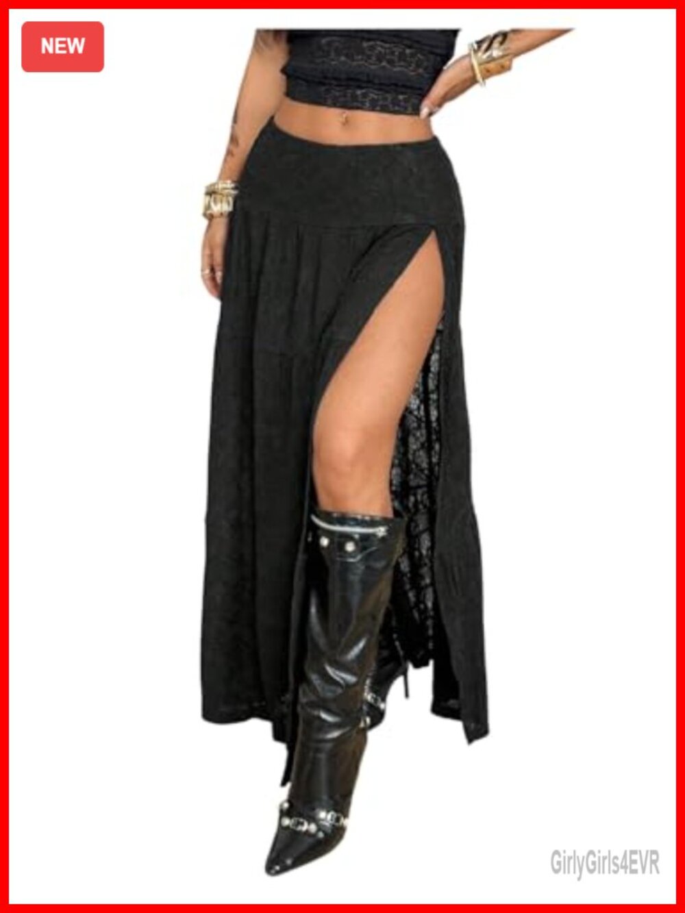 Women's High Low Fringe Lace Maxi Skirt Boho High Slit Polyester Blend